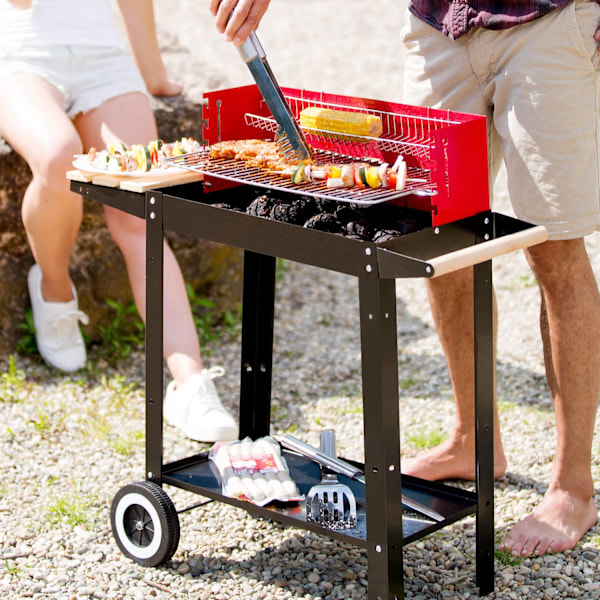 tectake Kolgrill med två hjul Röd