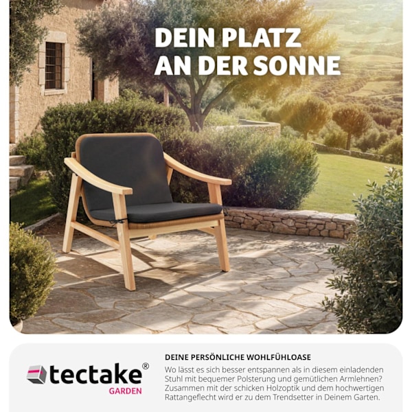 tectake Rottingstol Treviso, träram och stoppad dyna Natur