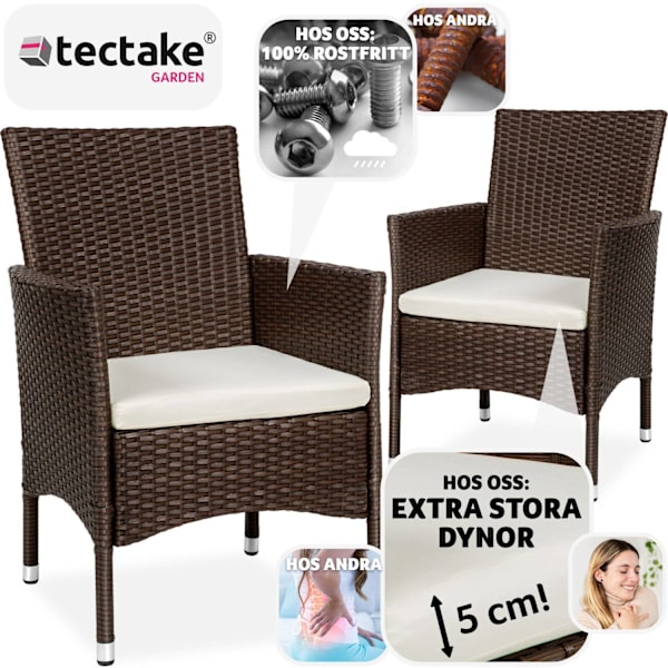 tectake 2 trädgårdsstolar i rotting Royan Beige