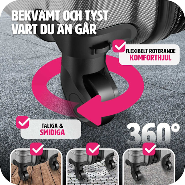 tectake Resväskeset 4 stycken med hårt skal grå