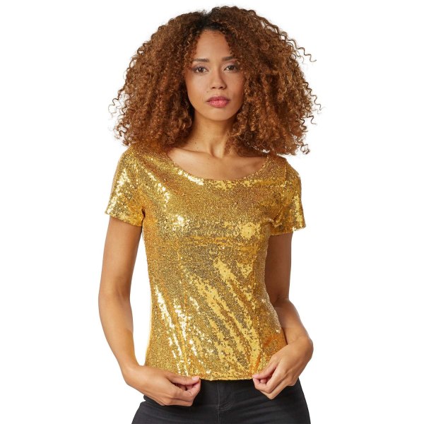 Köp tectake Kortärmad tröja med paljetter guld Gold S | Fyndiq