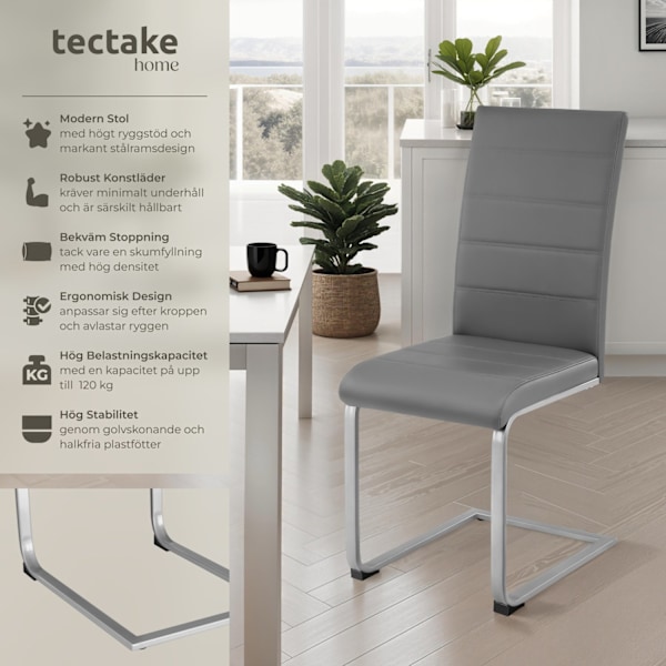 tectake Köksstolar Bettina -  Uppsättning om 4 grå
