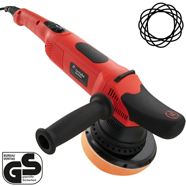 tectake Polermaskin Excenter K7250B - 16 delar inkl. polermedel Röd
