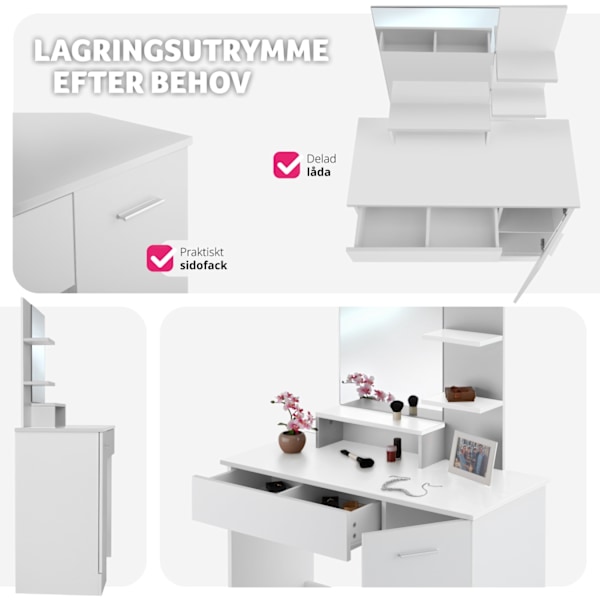 tectake Sminkbord Zoe Vit