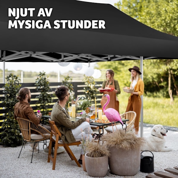 tectake Hopfällbart partytält Viola 3x6 m med 2 sidodelar Svart