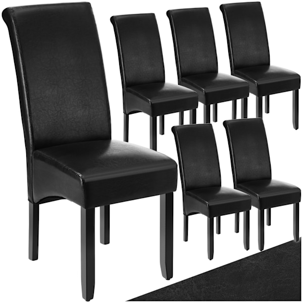 tectake Ergonomisk matstol i robust trä -  Uppsättning om 6 Svart