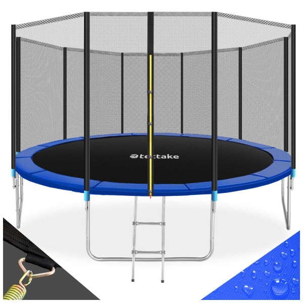tectake Studsmatta, trampolin med skyddsnät, upp till 80 kg - 45 Blå