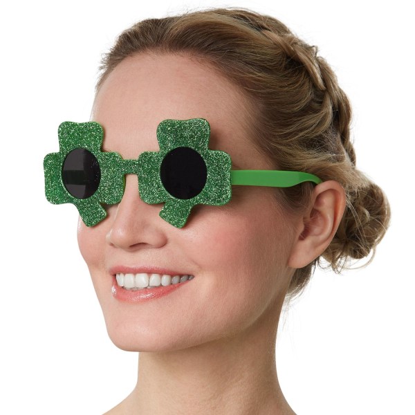 tectake St. Patrick’s Day roliga glasögon klöverblad med färgade Grön