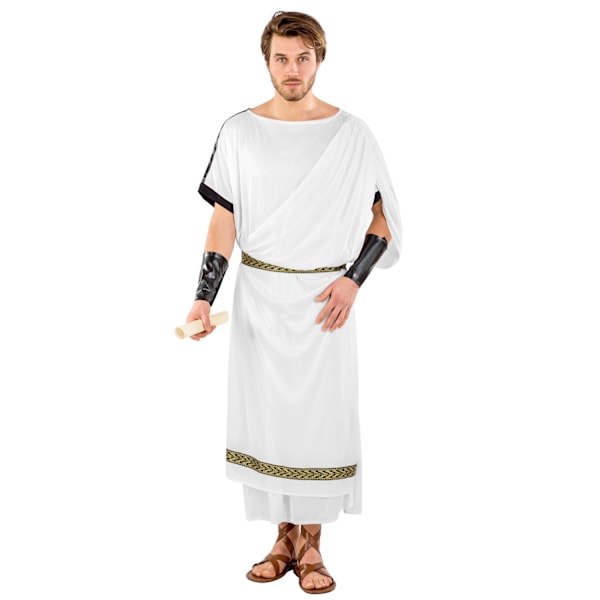 tectake Maskeraddräkt Herr Romersk Toga White L/XL