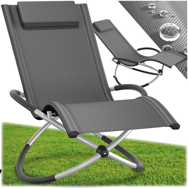 tectake Solstol Paulina, ergonomisk gungstol för utomhusbruk, hopfällbar grå