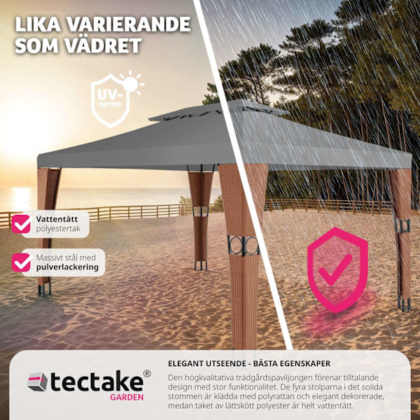 tectake Paviljong i konstrotting Mona 3x4m Antracit
