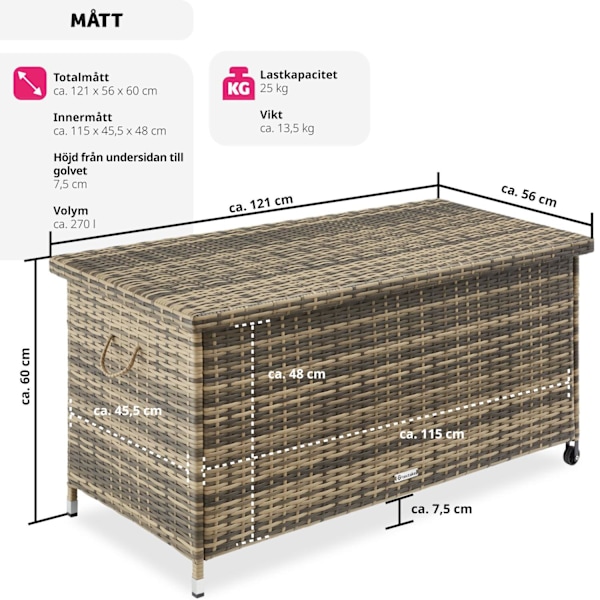 tectake Dynbox Kiruna med lock Natur