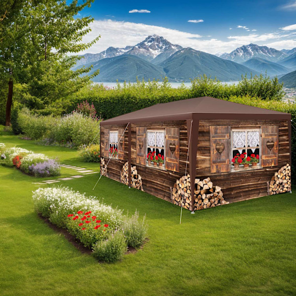 Paviljong almchalet med avtagbara sidodelar - 6 m Brun