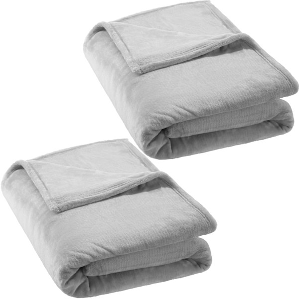 tectake 2 filtar polyester 220x240 cm grå