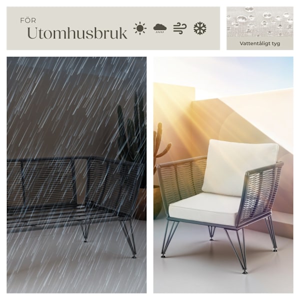 tectake Loungeset Sundo i repdesign Grafitgrå