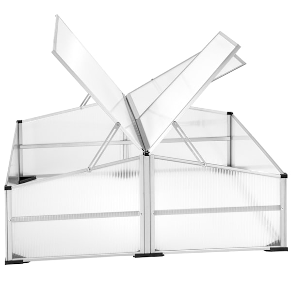 tectake Drivhus i aluminium med låsbart tak - 102 x 102 x 41 / 31 cm Transparent