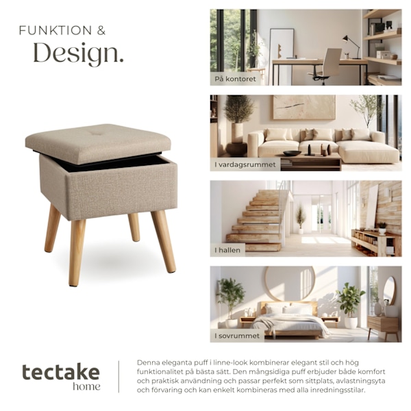 tectake Sittpuff med förvaringsutrymme Elva Sand