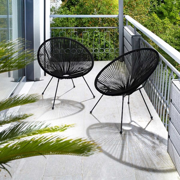 tectake 2-set Loungestol Santana med bord Svart