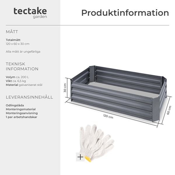 tectake Upphöjd Pimpinella galvaniserad grå