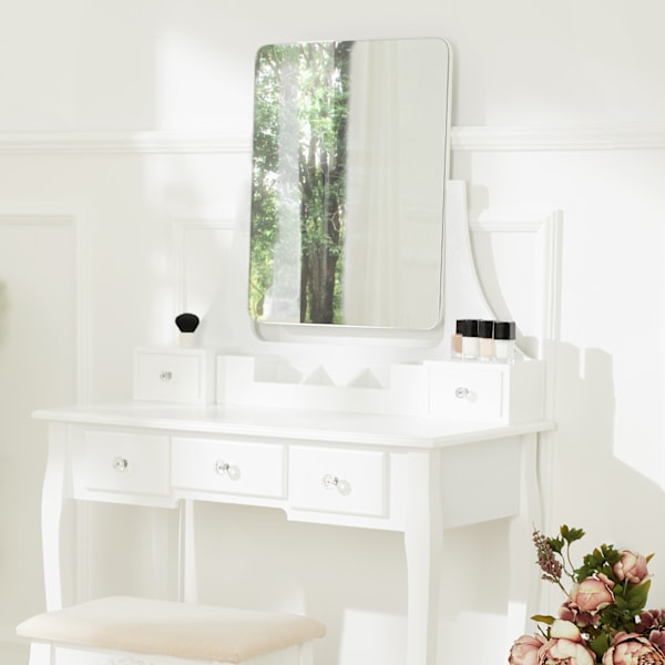 tectake Claire sminkbord med pall Vit
