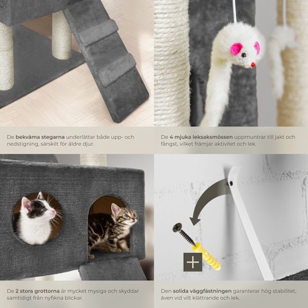 tectake Klösträd katt Knuti Grafitgrå