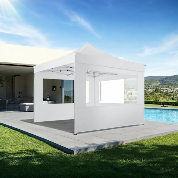 tectake Paviljong Olivia 3x3m med 4 väggar Vit