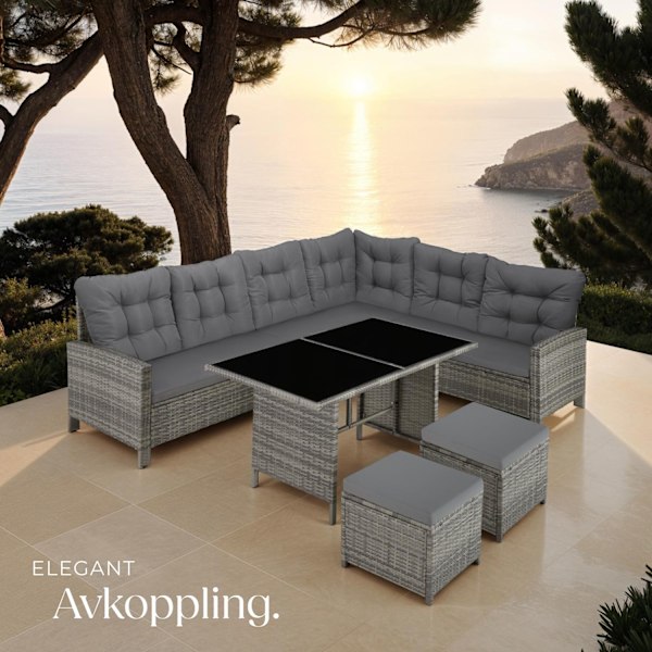 tectake Loungeset Barletta i konstrotting Beige