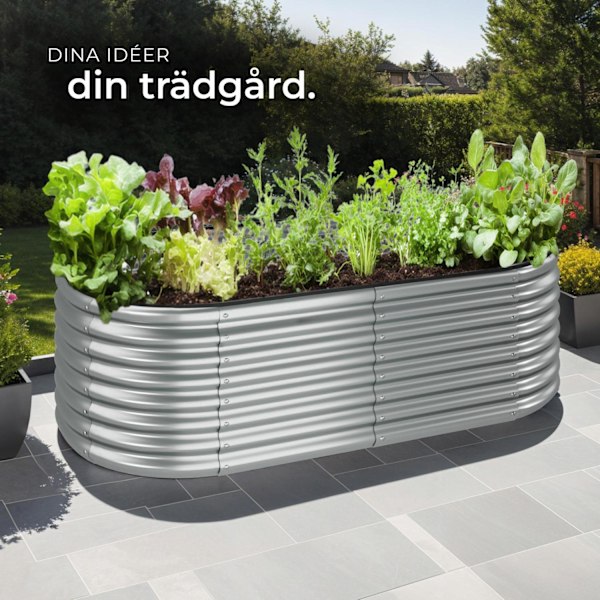 tectake Odlingslåda Flormma i galvaniserat stål 942 L,  200x100x60cm Silver
