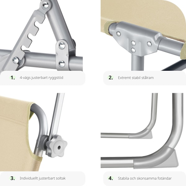 tectake Solsäng med soltak Beige