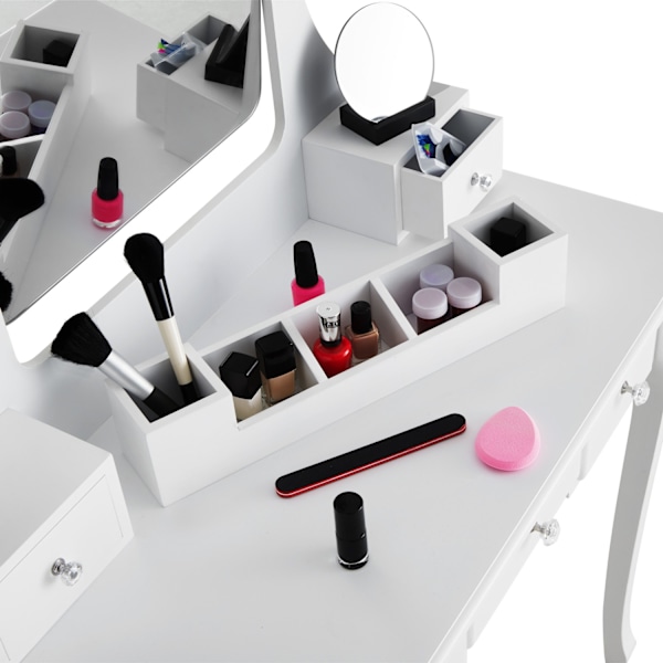 tectake Claire sminkbord med pall Vit