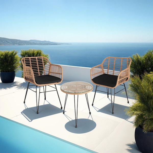 tectake Caféset i konstrotting Molfetta 2+1 Natur