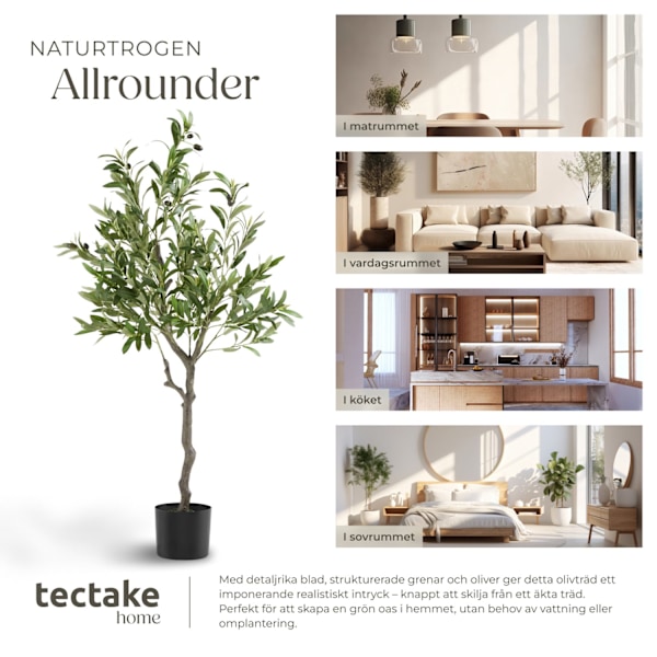 tectake Konstgjort olivträd Oleand, naturtrogen textur - 120 cm Grön
