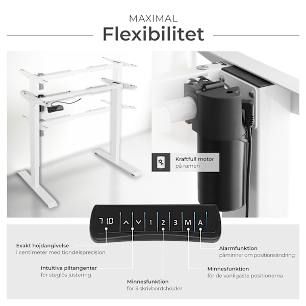 tectake Höj- och sänkbart skrivbordsstativ Piotr Vit
