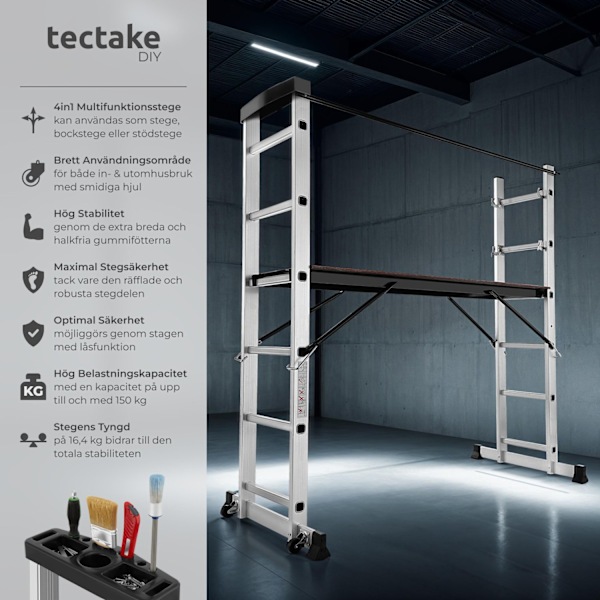 tectake Byggställning - Universalstege Silver