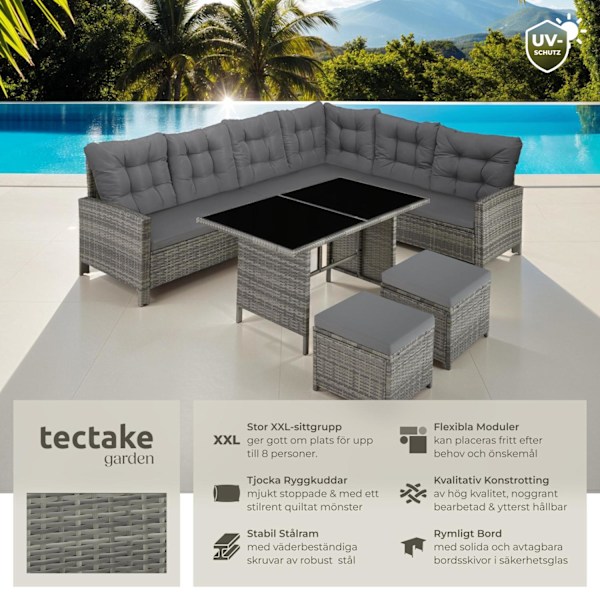 tectake Loungeset Barletta i konstrotting Beige
