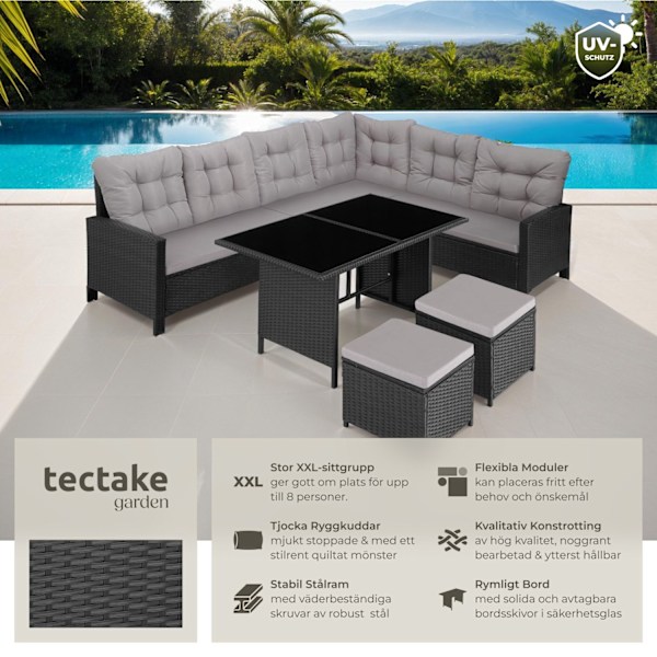 tectake Loungeset Barletta i konstrotting Svart