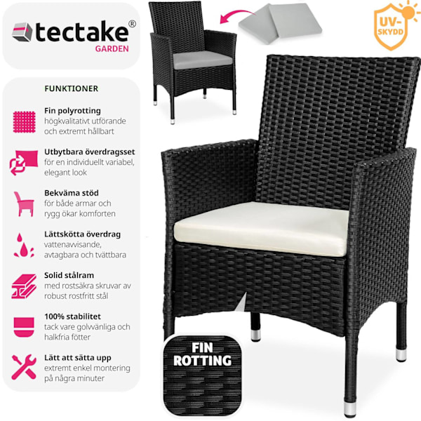 tectake 2 trädgårdsstolar i rotting Royan Beige