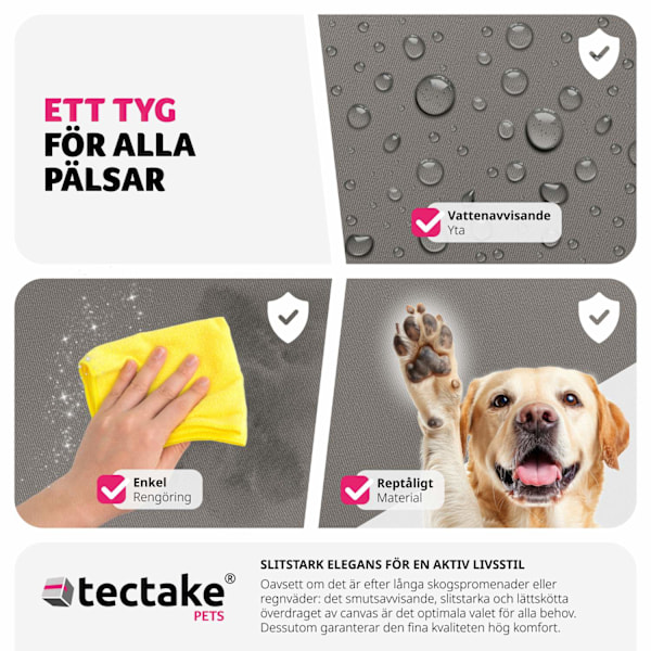 tectake Hundbilstol Milow, vadderad, med säkerhetskoppel grå