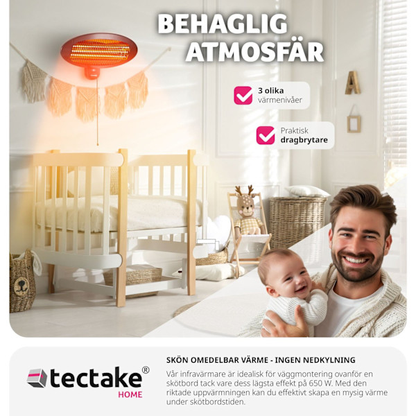 tectake Infravärmare Solaris Monolith 2000W höjdjusterbar Svart