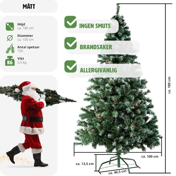 tectake Konstgjord Julran med kottar Grön