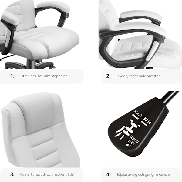 tectake Ergonomisk kontorsstol Vit