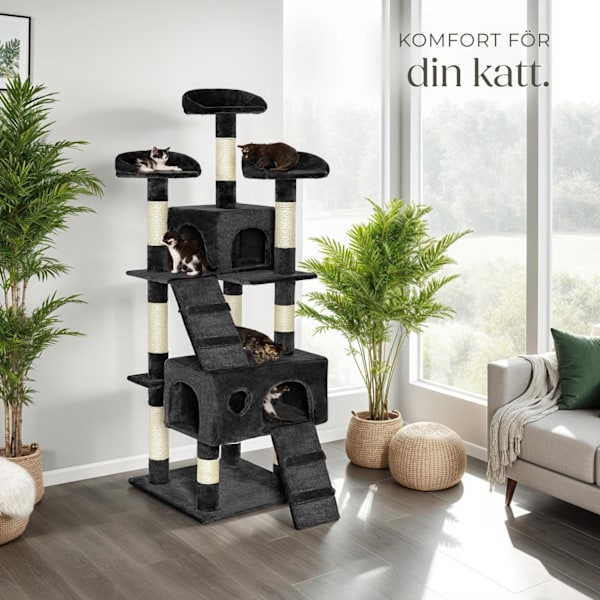tectake Katt klösträd, klösmöbel Mogli Svart