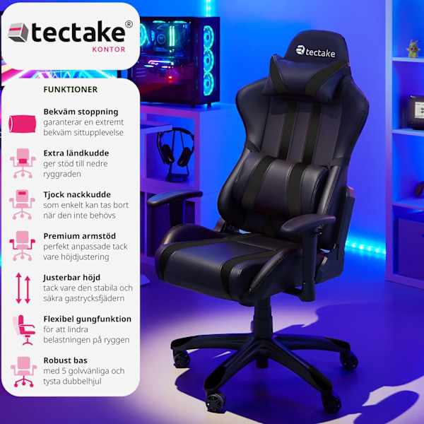 tectake Premium Gamingstol Svart