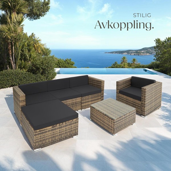 tectake Loungeset Milano i konstrotting Natur