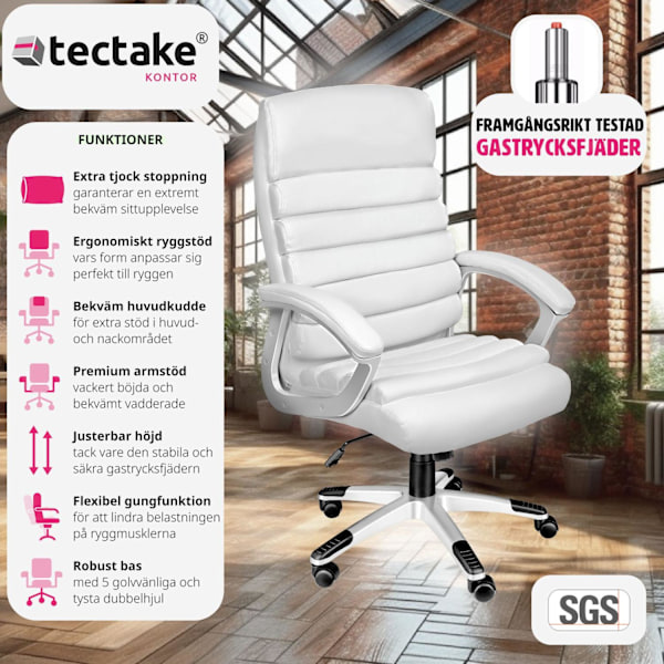 tectake Skrivbordsstol Paul Vit