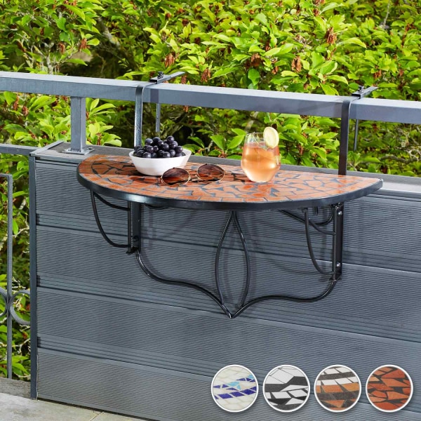 tectake Hängande balkongbord med vikbart mosaikmönster 75x65x62c Orange  35b4 | Orange | 13500 | Fyndiq