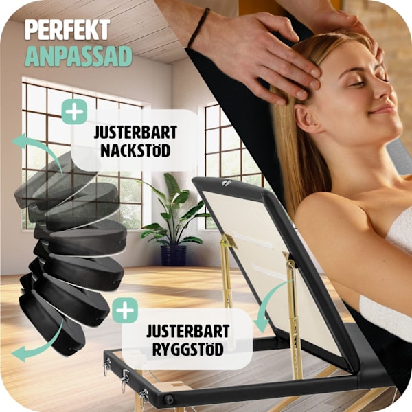 tectake 3-zons massagebänk inklusive bärväska Svart