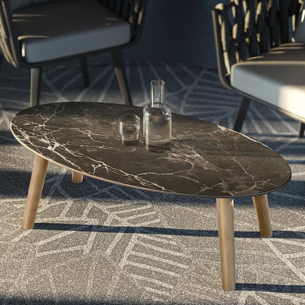 tectake Ovalt Soffbord Acerra, marmorlook 100x50x34,5 cm Natur