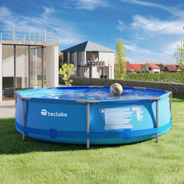 tectake Pool rund med filterpump Ø 300 x 76 cm Blå