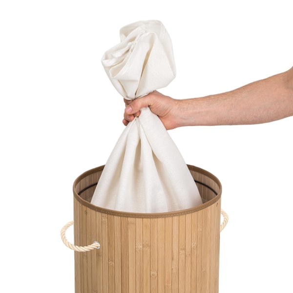 tectake Tvättkorg med tvättsäck 57 l Beige